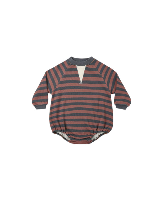Crewneck Bubble Romper || Mulberry Stripe