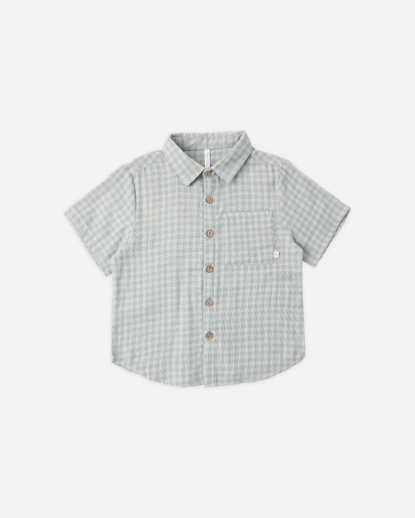 Collared Short Sleeve Shirt || Green Gingham