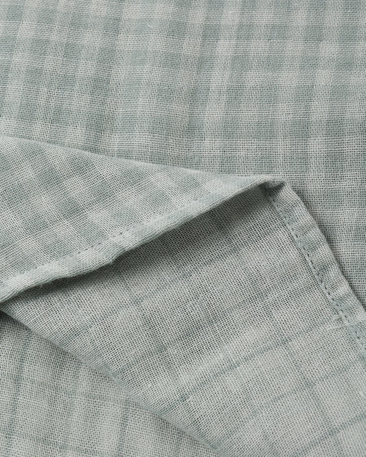 Collared Short Sleeve Shirt || Green Gingham