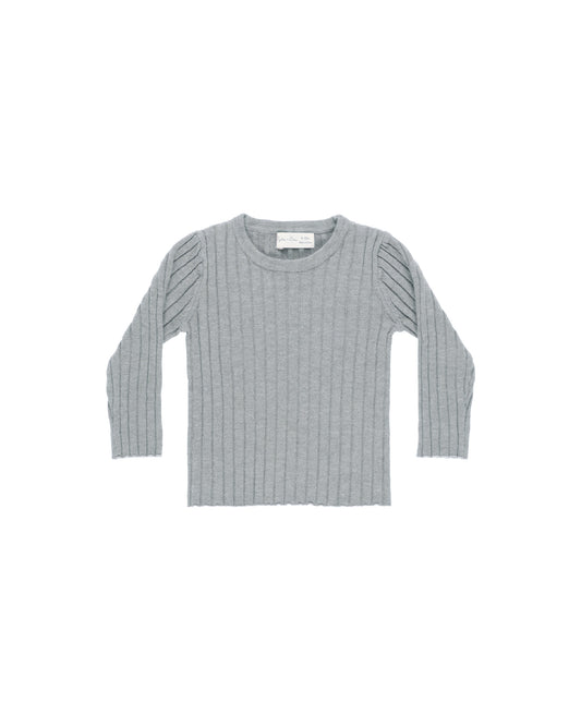 Long Sleeve Knit Top || Dusty Blue