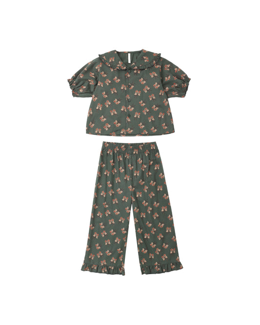 Ruffle Pajamas | Evergreen Bouquet