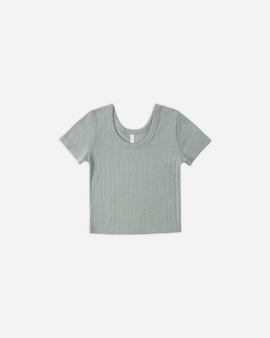 Pointelle Tee || Sea Green
