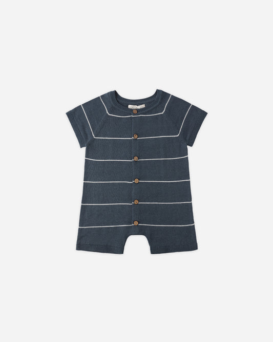 Liam Knit Romper || Navy Stripe