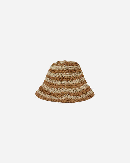 Rafia Bucket Hat | Camel Stripe