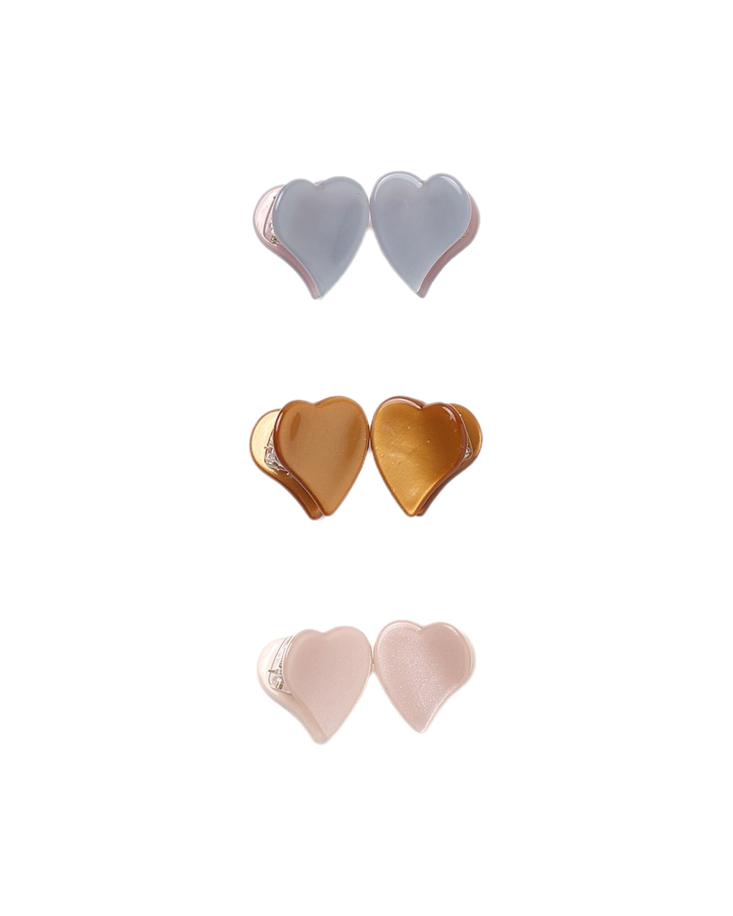Heart Mini Clips | Dusty Blue, Clay & Blush