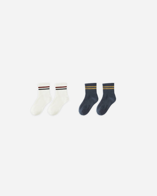 Stripe Socks, Set Of 2 || Ivory + Navy