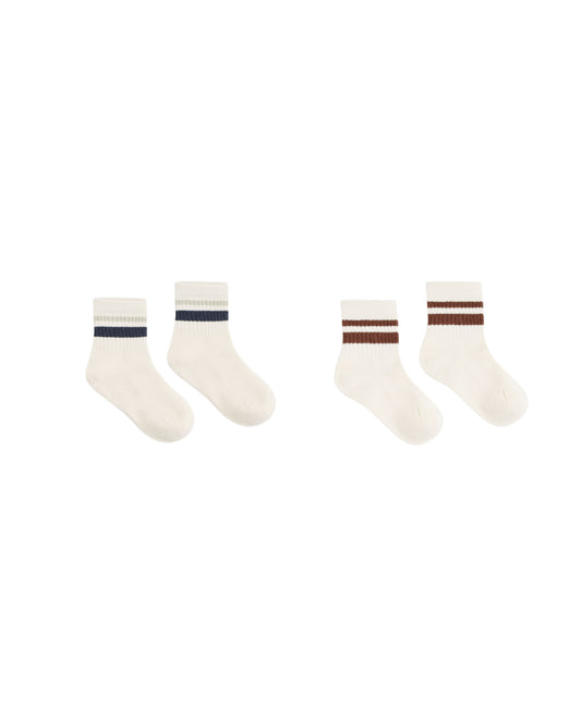 Stripe Socks, 2-Pack || Fog, Mulberry