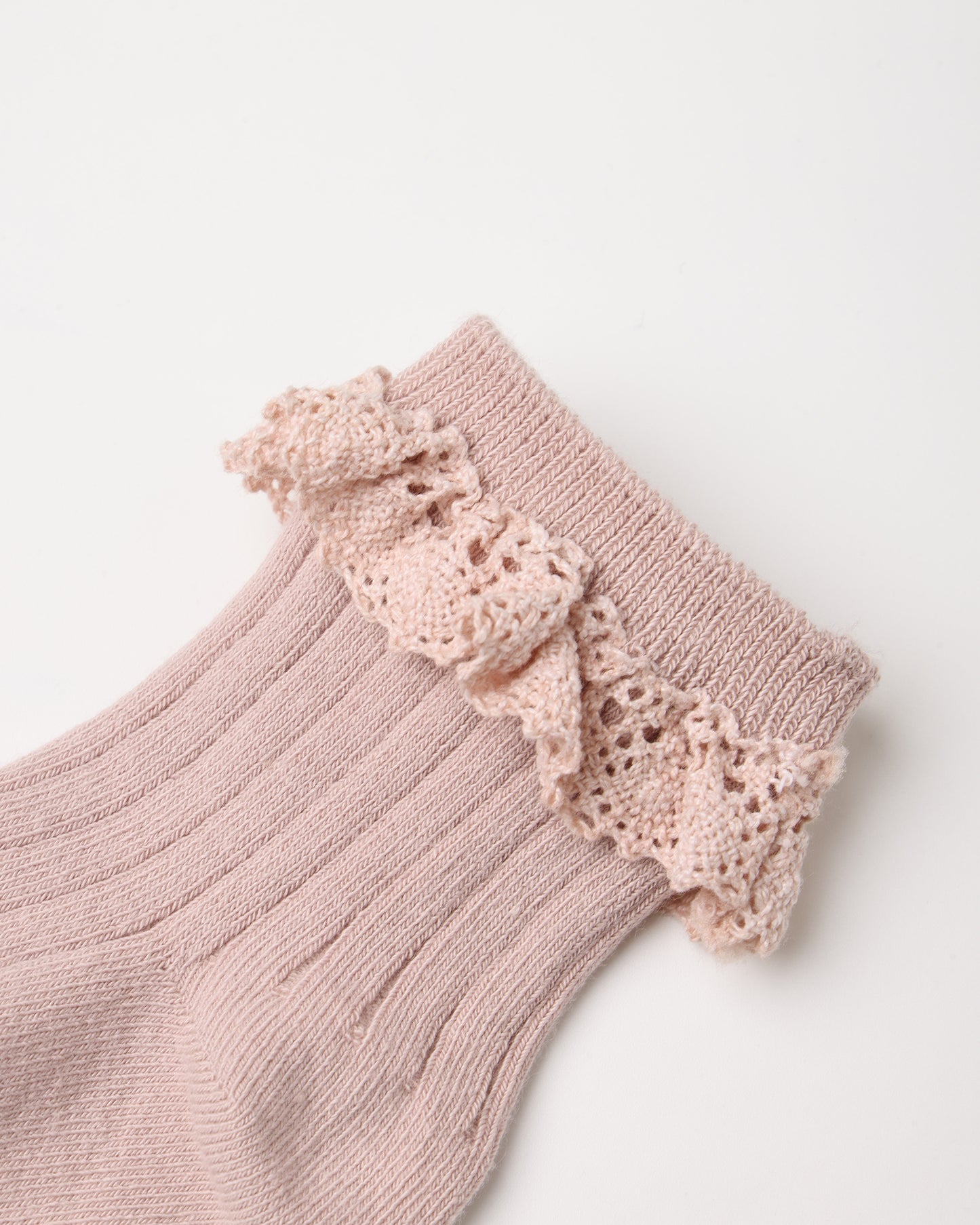 Lace Trim Socks, 2-Pack || Rosewood, Natural