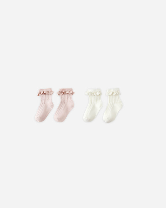 Lace Trim Sock Set | Blush + Ivory