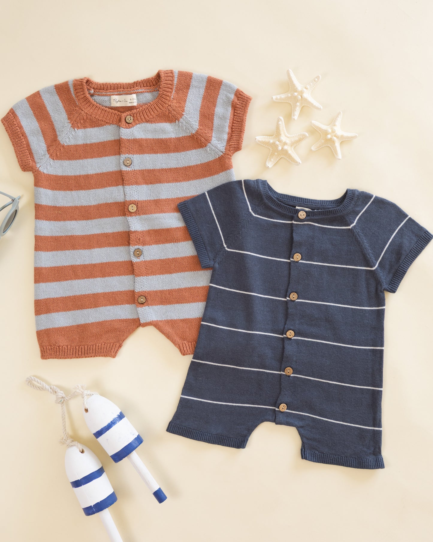 Liam Knit Romper || Navy Stripe