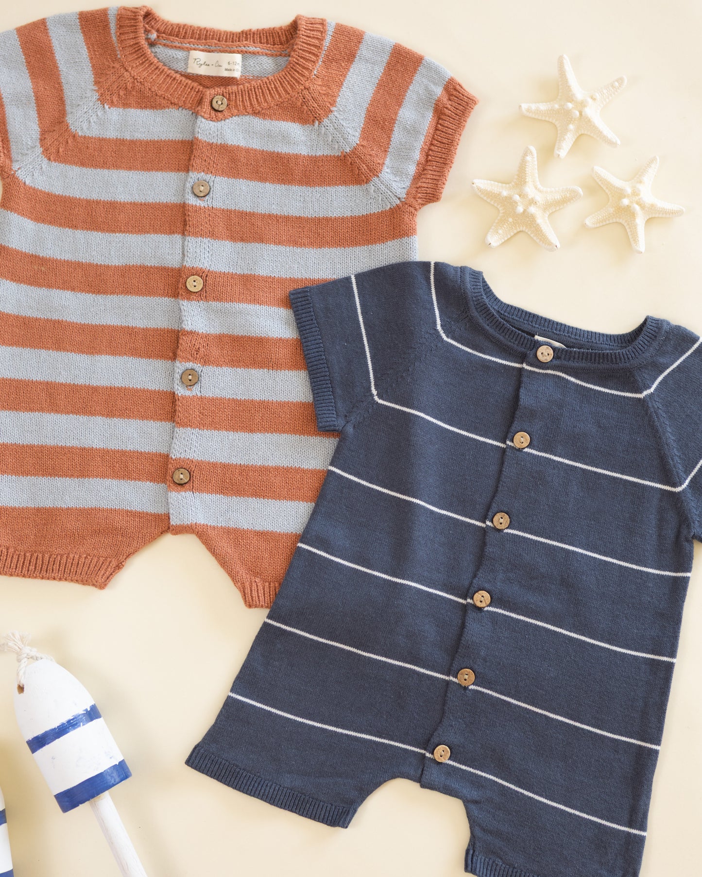 Liam Knit Romper || Navy Stripe