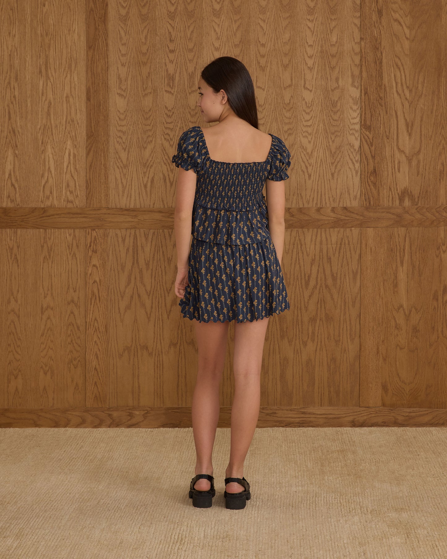 Smocked V Mini Skirt || Vintage Bloom - Teen