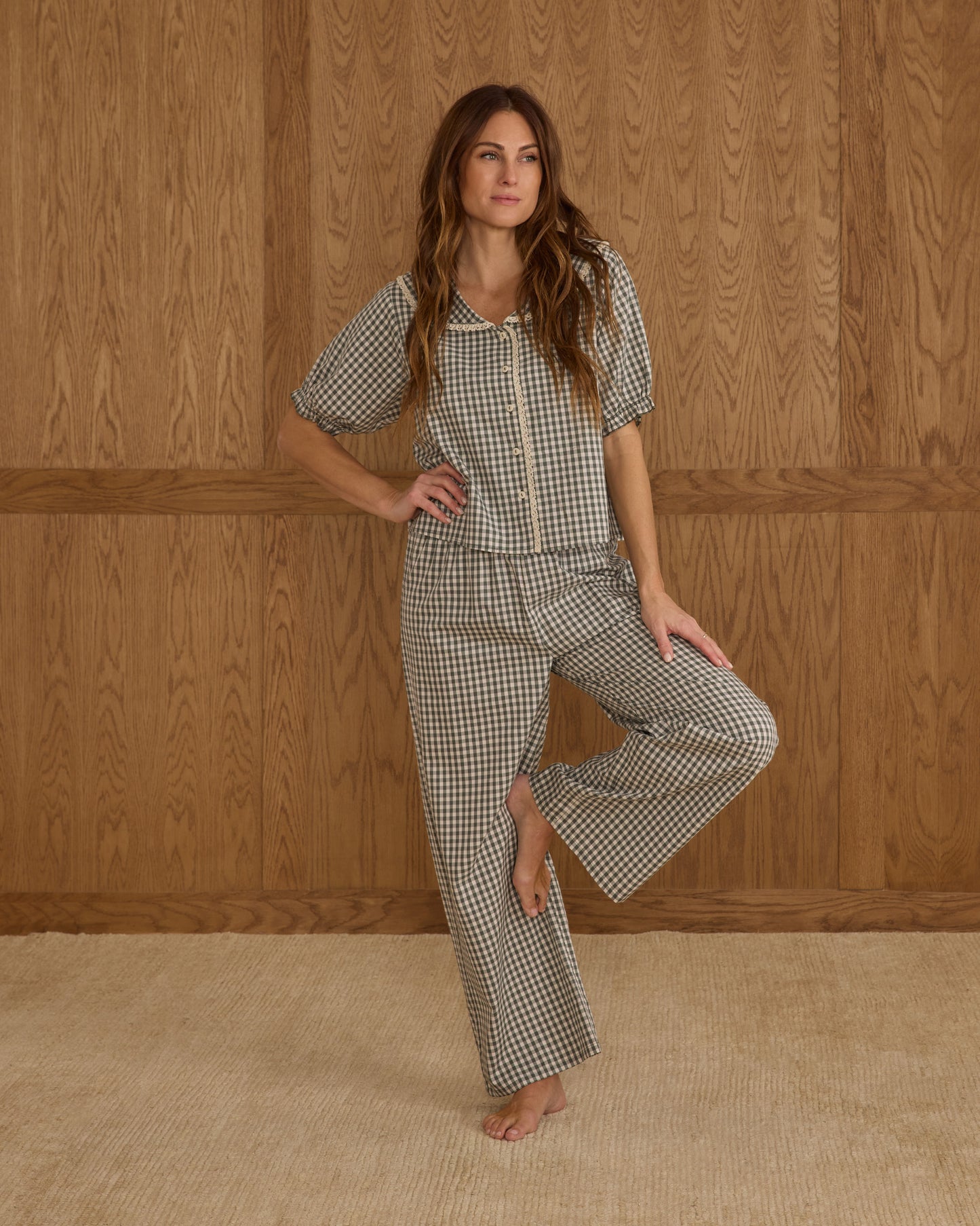 Women's Ruffle Pajamas | Evergreen Gingham
