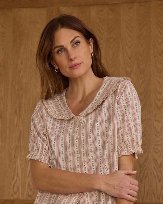 Women's Ruffle Pajamas | Candy Cane Stripe