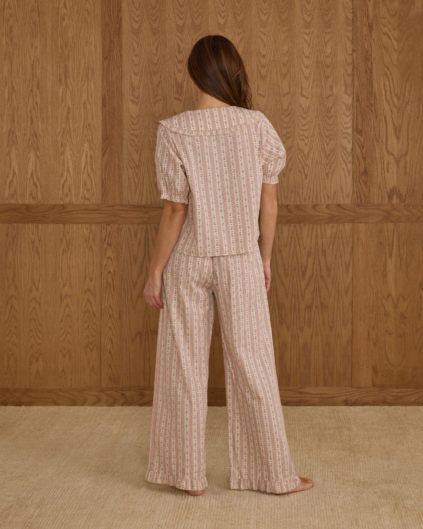 Women's Ruffle Pajamas | Candy Cane Stripe