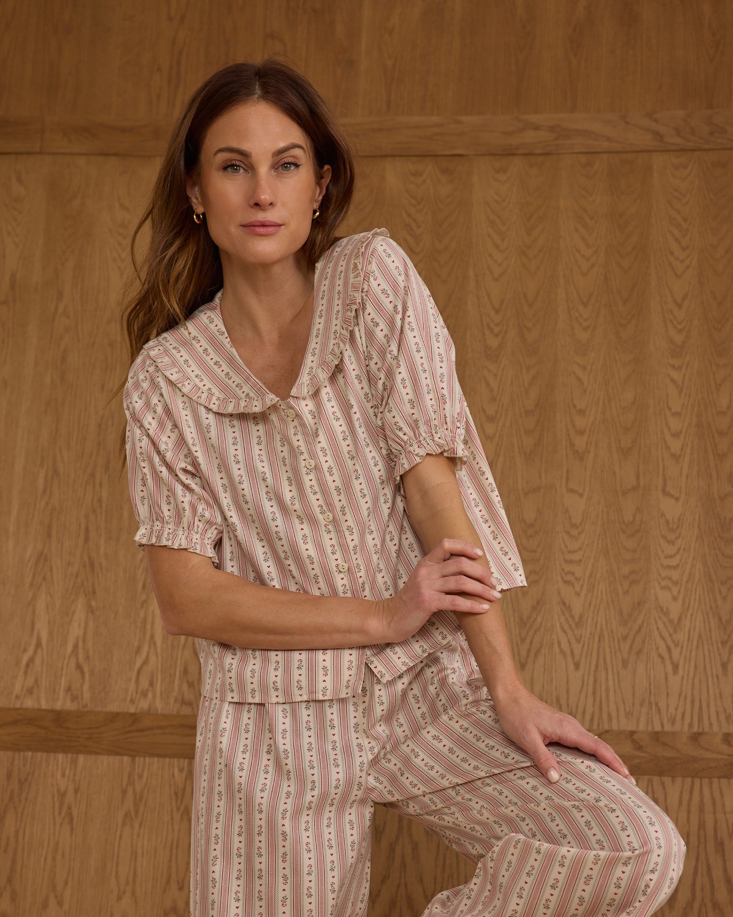 Women's Ruffle Pajamas | Candy Cane Stripe