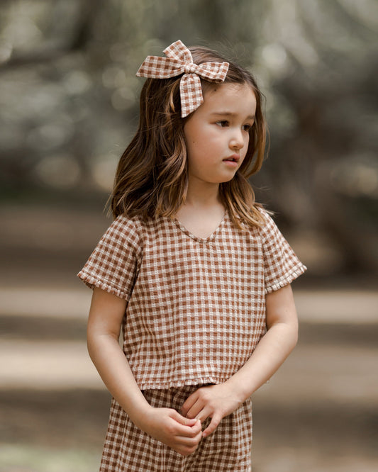 Girl Bow | Brown Gingham