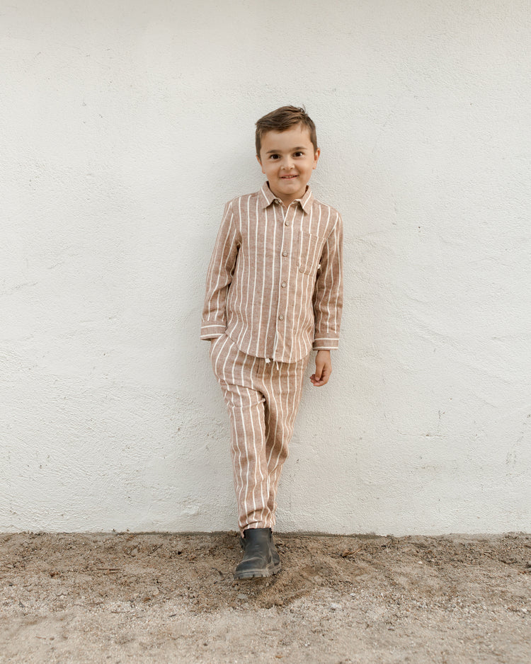 Collared Long Sleeve Shirt | Cedar Pinstripe