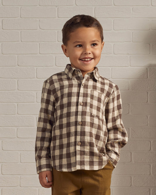 Collared Long Sleeve Shirt | Chocolate Check