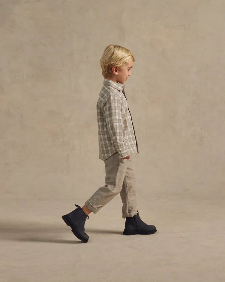 Collared Long Sleeve Shirt | Pewter Plaid