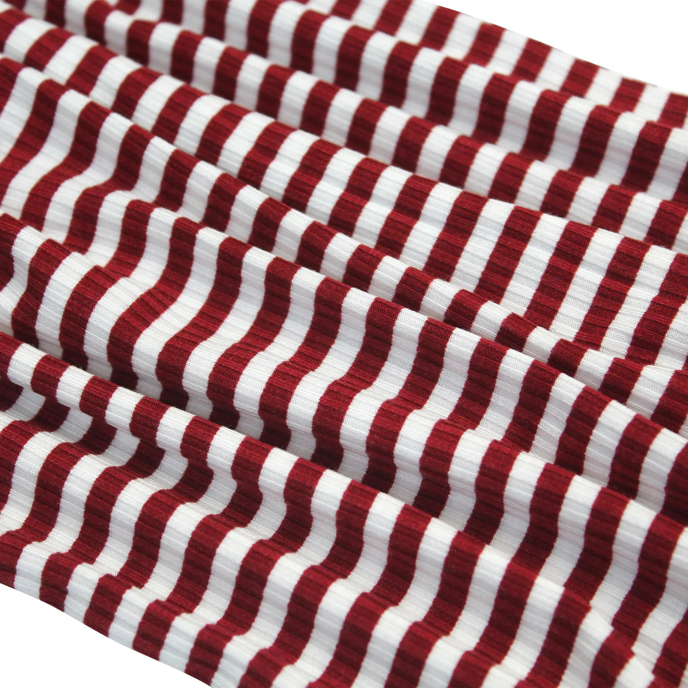 Ribbed Two-Piece Bamboo Pajama Set | Red Stripe