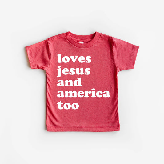 Loves Jesus and America Too | Heather Red Tee (PRE-ORDER)