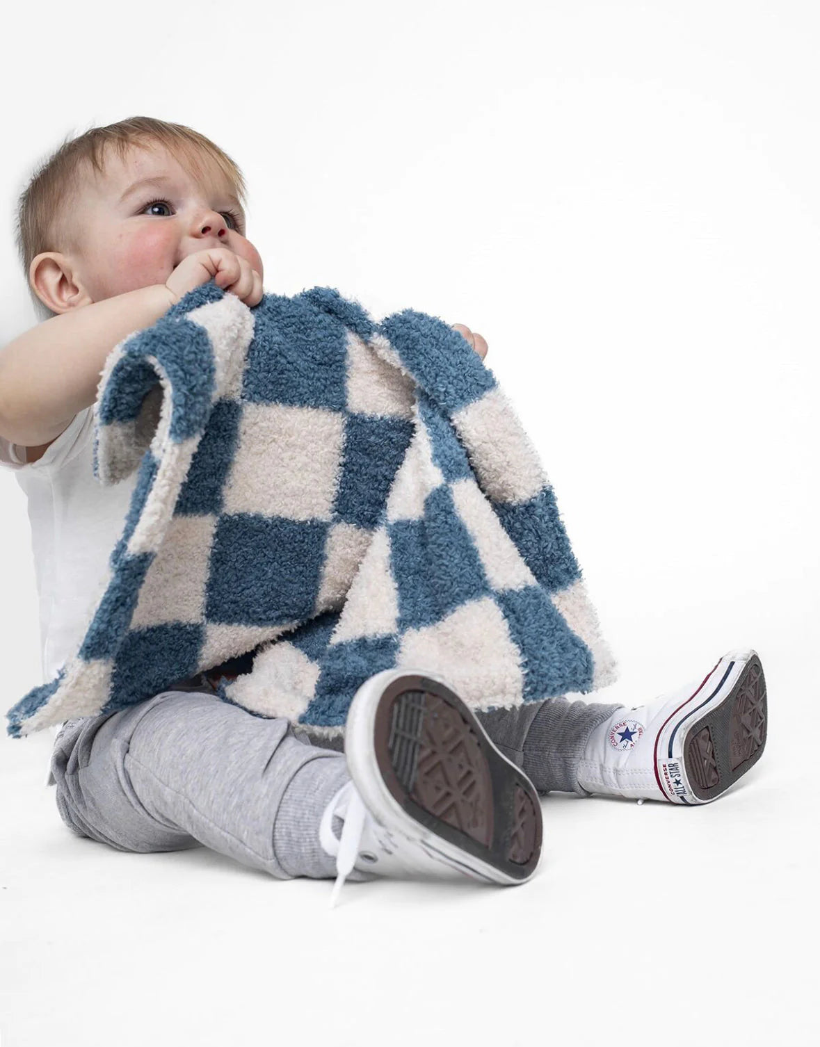 Plush Blanket | Steel Blue Check