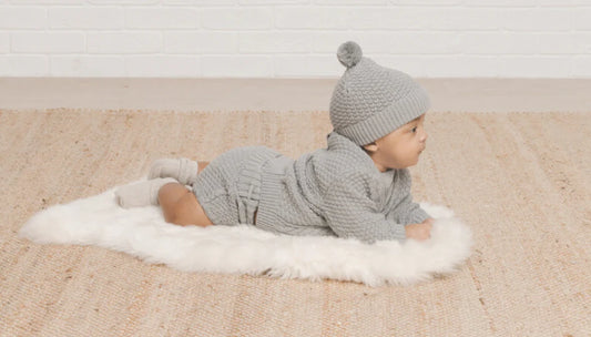 Knit Pom Beanie | Dusty Blue