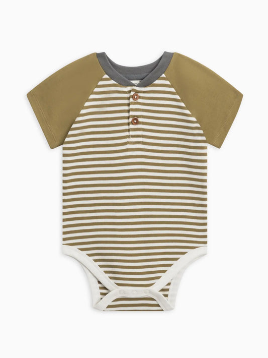 Sosa Raglan Henley Bodysuit | Greely Stripe