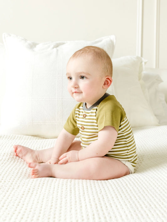 Sosa Raglan Henley Bodysuit | Greely Stripe