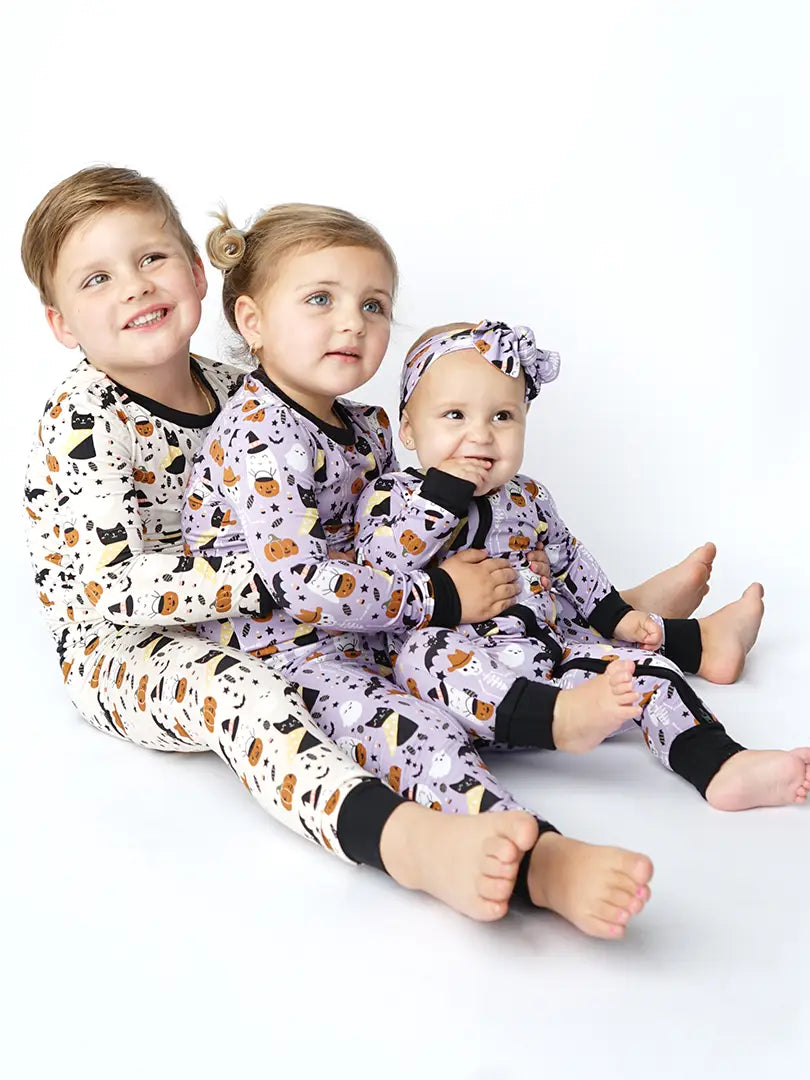 Bamboo Kids Pajama Set | Spooky Cute Halloween (Beige)
