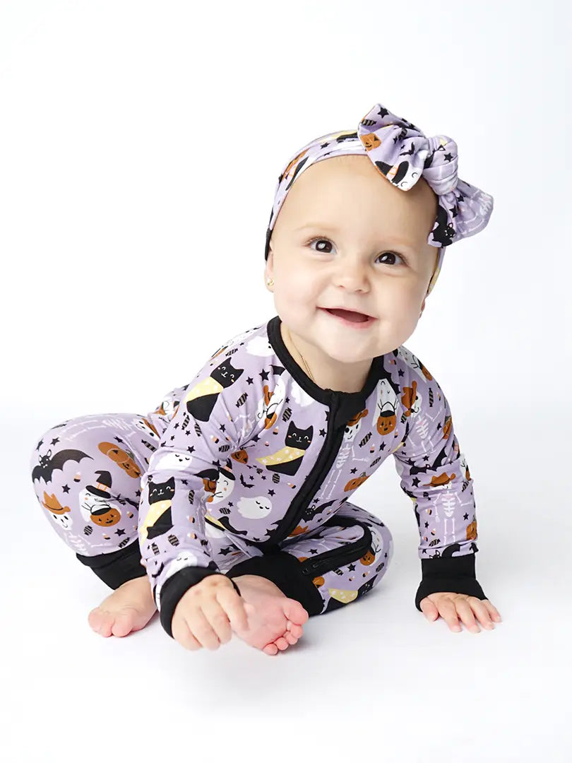 Bamboo Convertible Footie Pajamas | Spooky Cute (Purple)