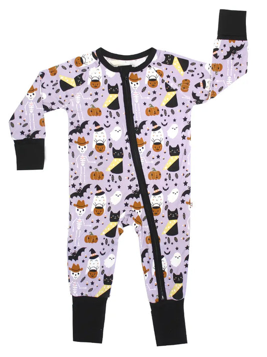 Bamboo Convertible Footie Pajamas | Spooky Cute (Purple)