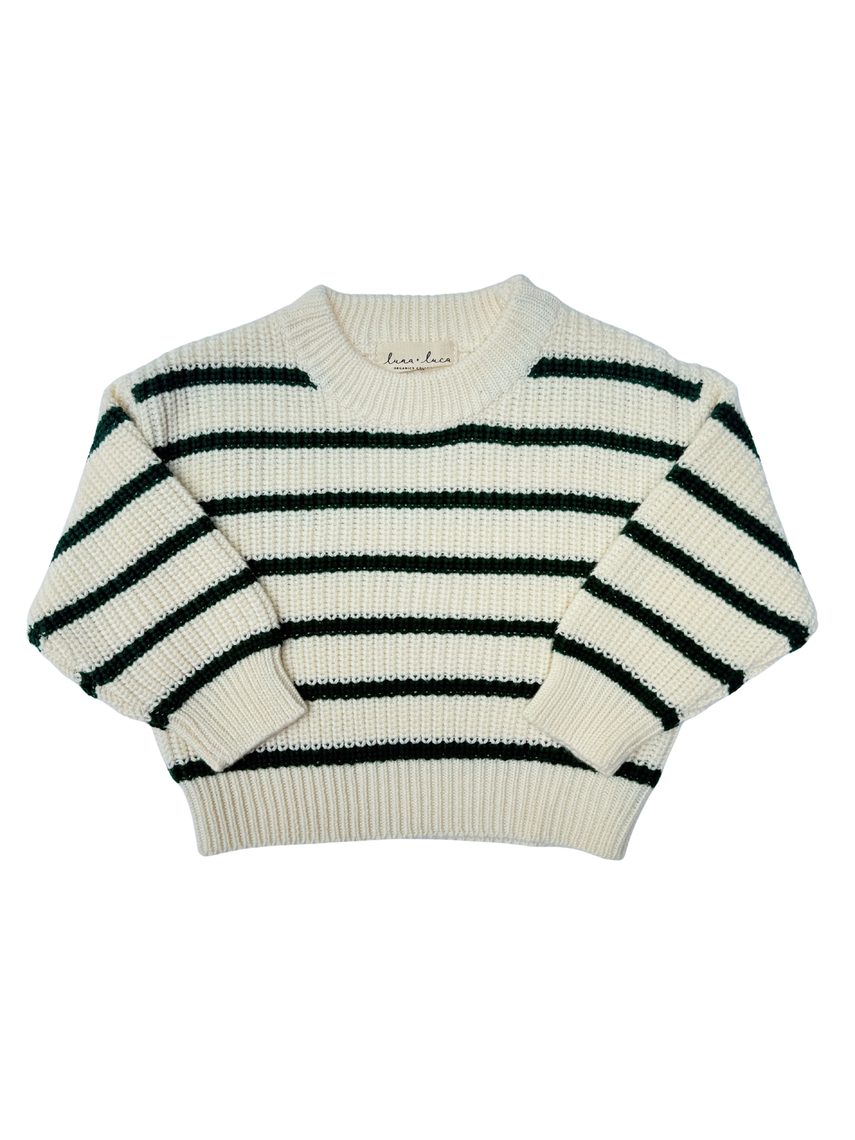 Chunky Knit Striped Sweater | Alpine Green