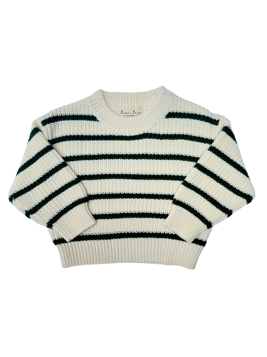Chunky Knit Striped Sweater | Alpine Green