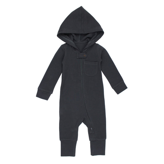 Organic Thermal 2-Way Zipper Romper | Coal