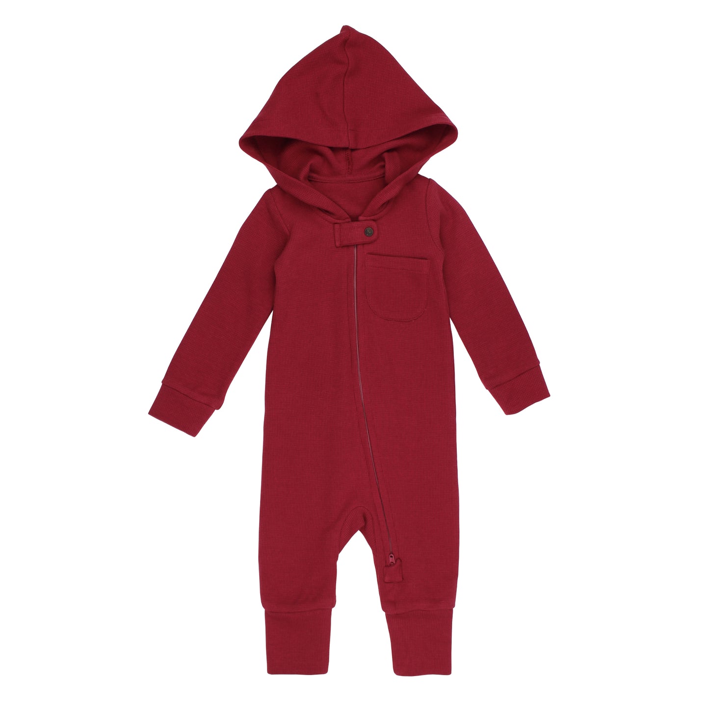 Organic Thermal 2-Way Zipper Romper | Crimson