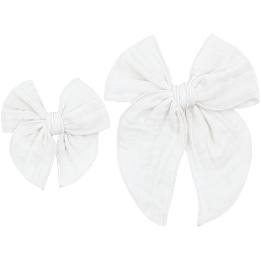 Cloud Muslin Heirloom Bow | White