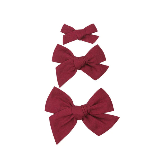 Linen Bow Hair Clip | Cranberry