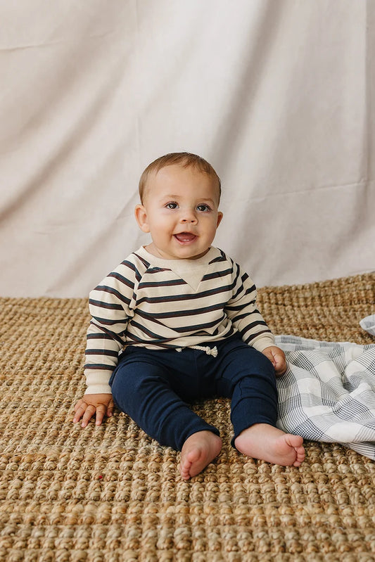 Striped Crewneck | Mulberry & Navy