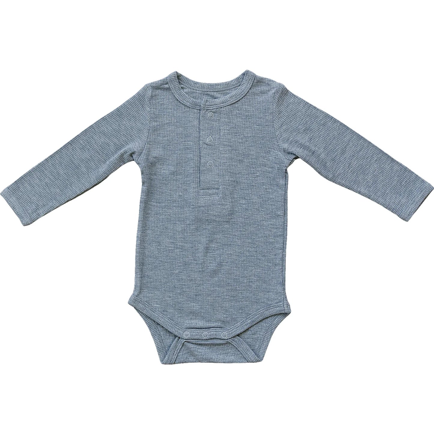 Organic Cotton Long Sleeve Ribbed Bodysuit | Heather Grey