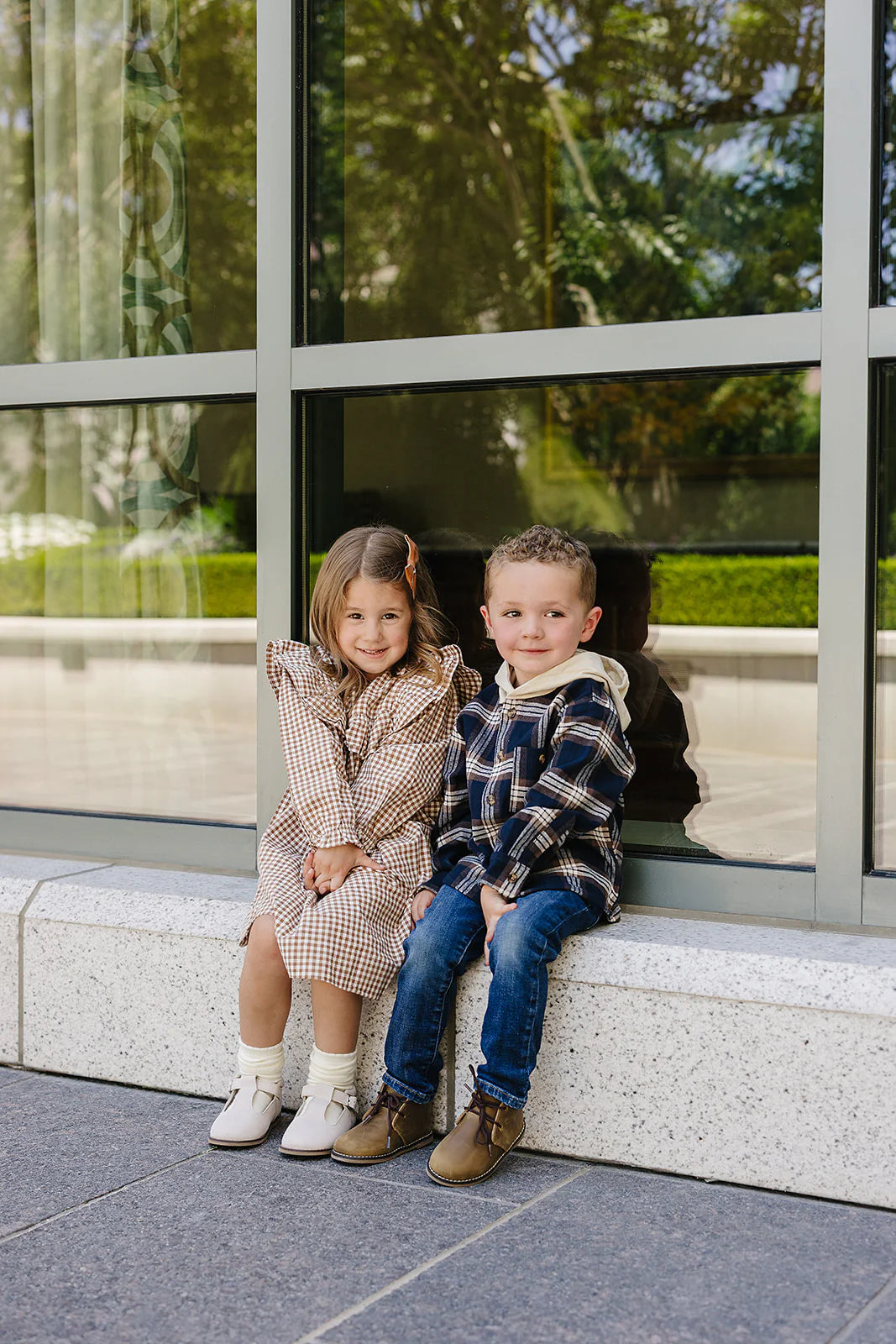 Hooded Flannel | Navy & Brown