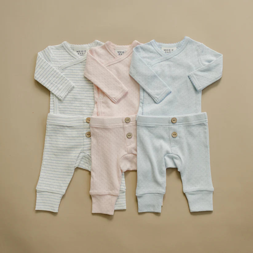 Blue Stripe Pointelle Layette Set
