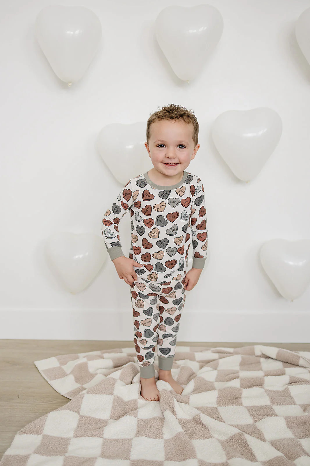 Conversation Hearts Ribbed Bamboo Cozy Pajama Set