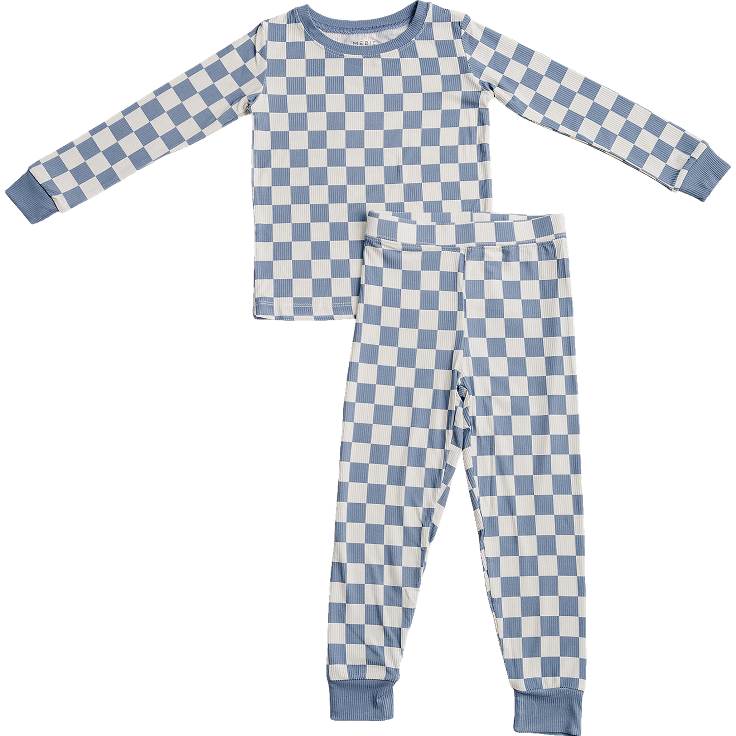 Bamboo Pajama Set | Blue Checkered (Ribbed)