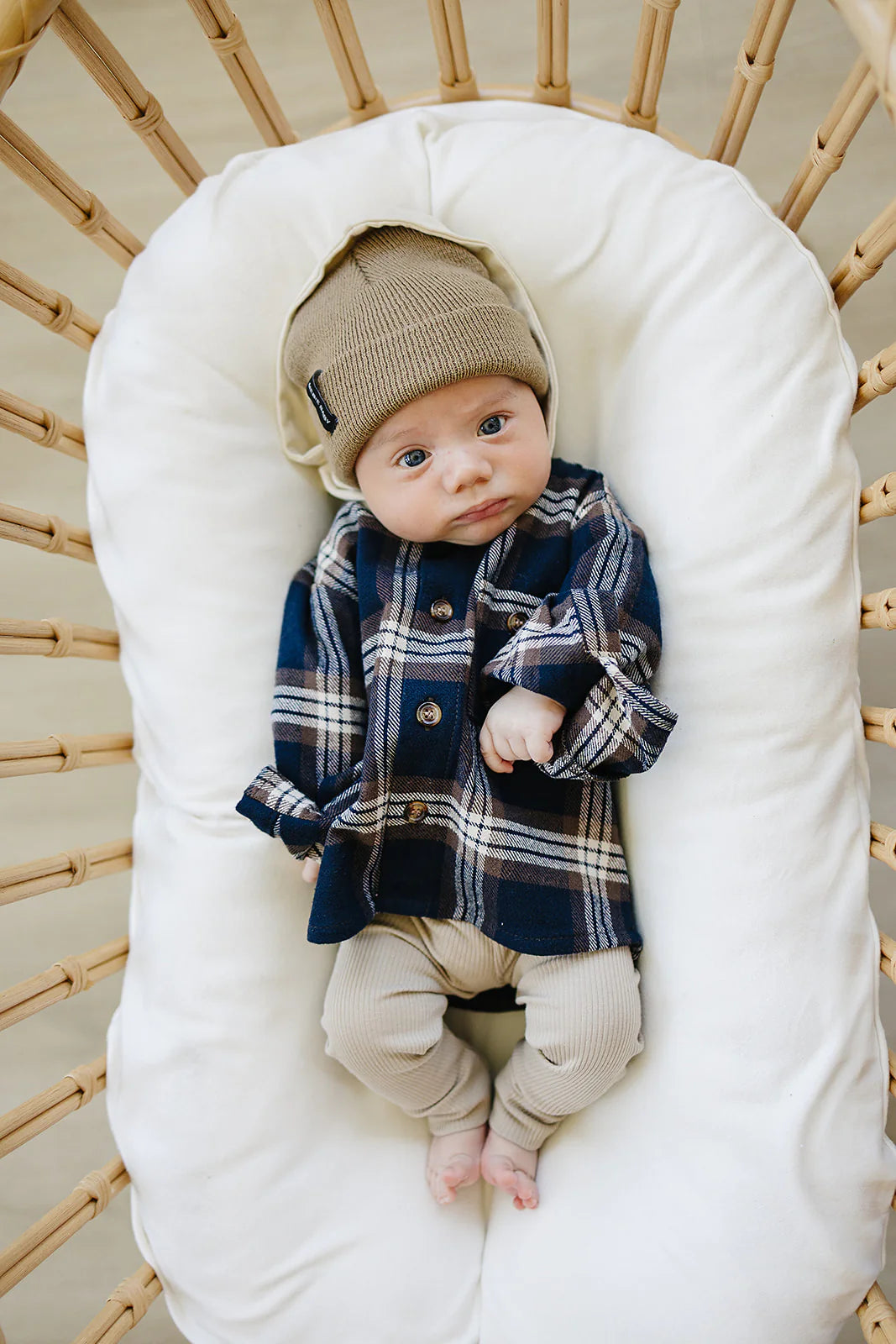 Hooded Flannel | Navy & Brown