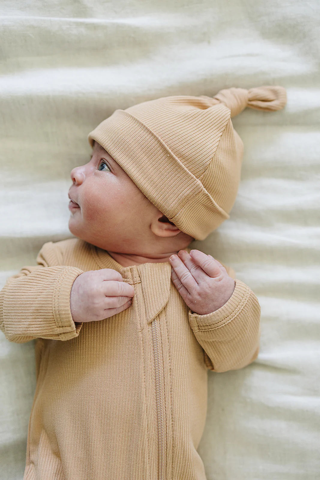 Ribbed Bamboo Zipper | Latte