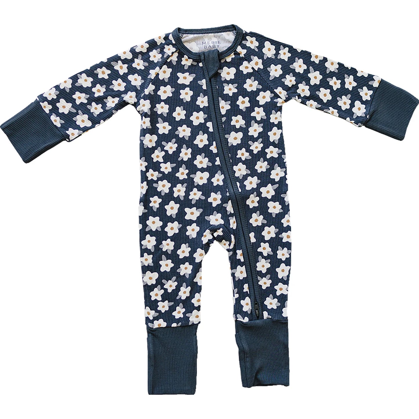 Ribbed Bamboo Zipper | Navy Daisy
