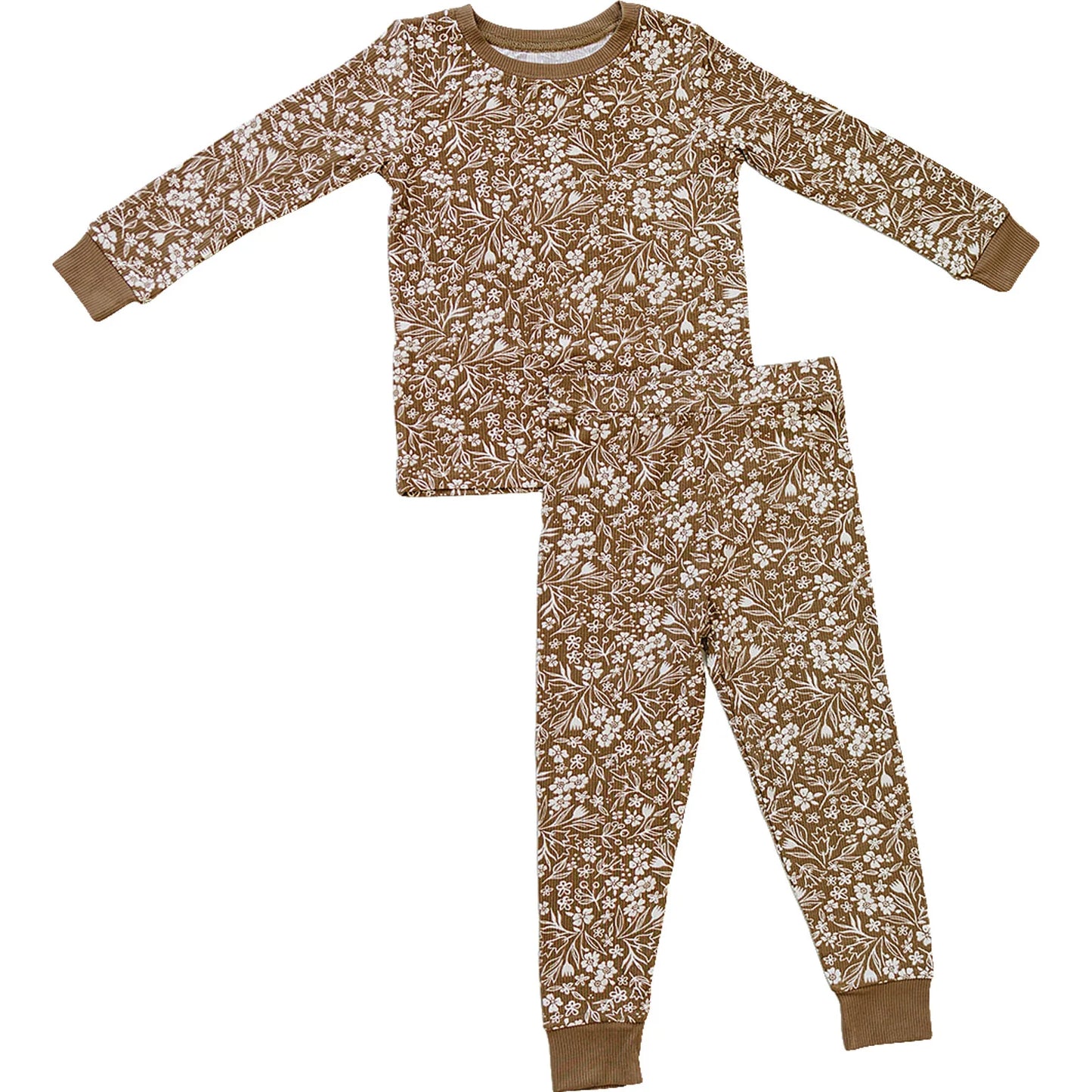 Ribbed Bamboo Cozy Set | Brown Floral