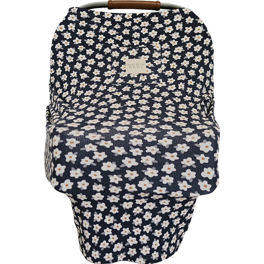 Navy Daisy Ribbed Bamboo Multi-Use Cover